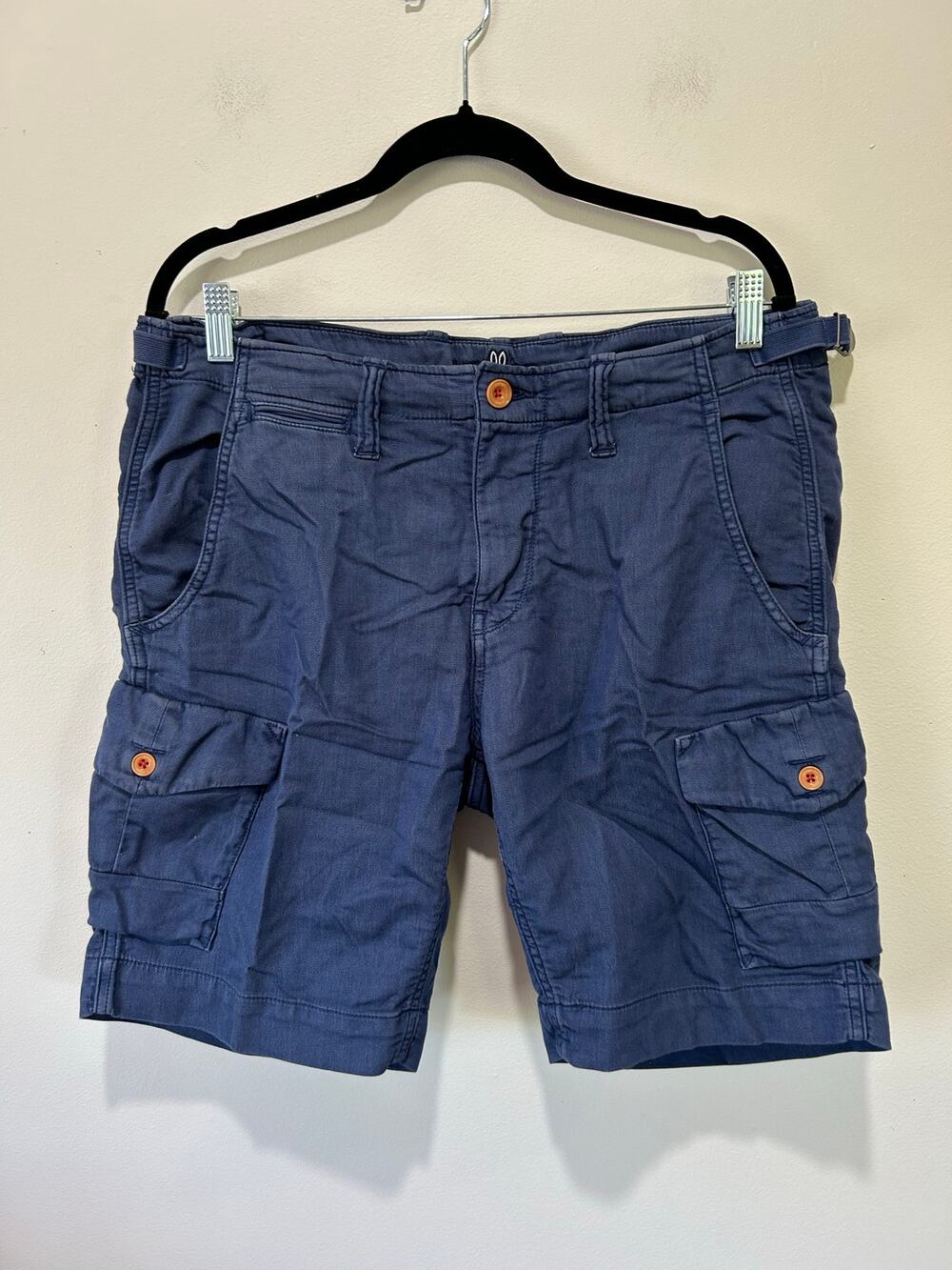Psycho Bunny blue cargo shorts mens 32 classic fit adjustable 9 inch inseam